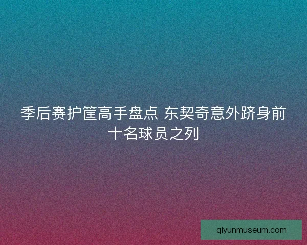 季后赛护筐高手盘点 东契奇意外跻身前十名球员之列